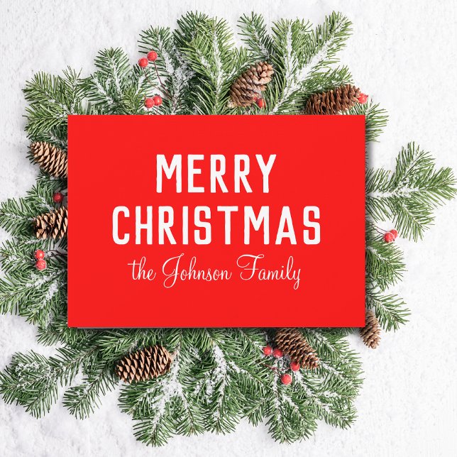 Cartes Pour Fêtes Annuelles Élégant Noël simple rouge propre (Créateur téléchargé)