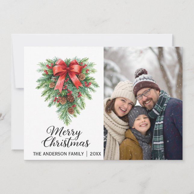 Cartes Pour Fêtes Annuelles Élégant Noël Wreath Holiday (Devant)