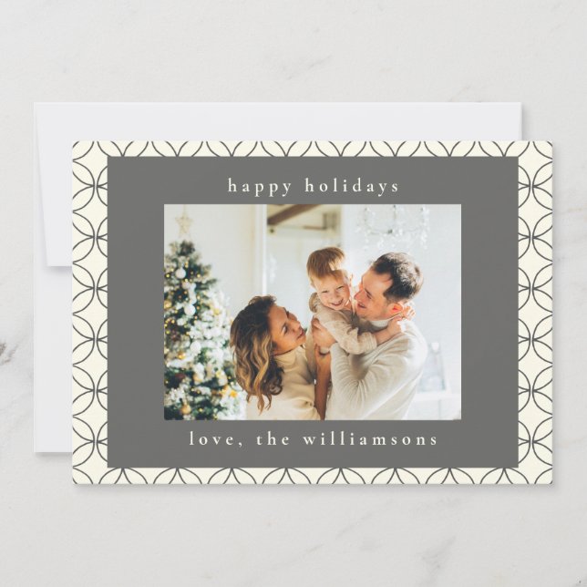 Cartes Pour Fêtes Annuelles Élégant noir blanc ligne Art personnalisé photo (Devant)