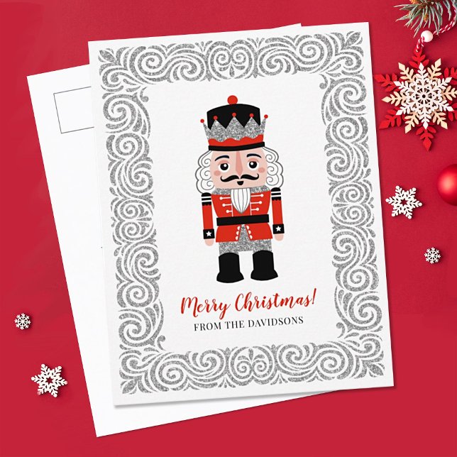 Cartes Pour Fêtes Annuelles Élégant Noisette de Noël Rouge (An elegant nutcracker Christmas postcard for your holiday greetings.)