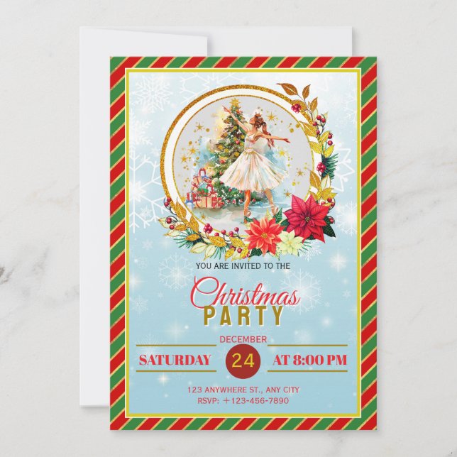 Cartes Pour Fêtes Annuelles Elegant Nutcracker Christmas Holiday Party (Devant)