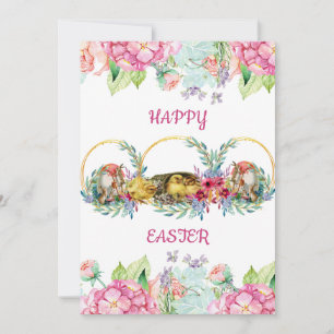 Cartes Pour Fêtes Annuelles Elégant Oeufs Aquarelle Poussette de Pâques Fleur 