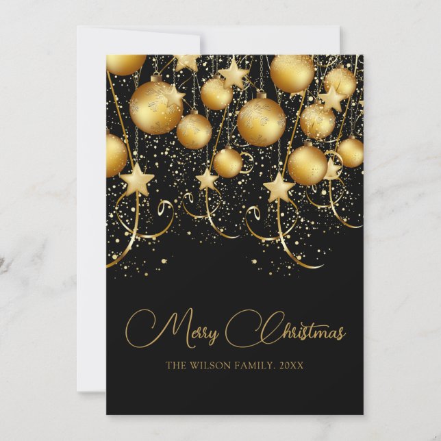 Cartes Pour Fêtes Annuelles Élégant or étincelant Bauble de Noël (Devant)