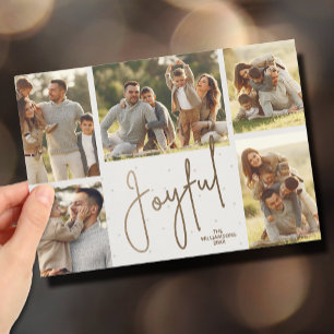 Cartes Pour Fêtes Annuelles Elégant or JOYFUL Multi Photo Noël