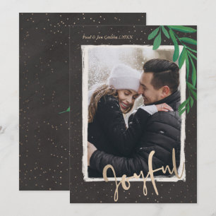 Cartes Pour Fêtes Annuelles Elégant or Joyful Photo de Noël