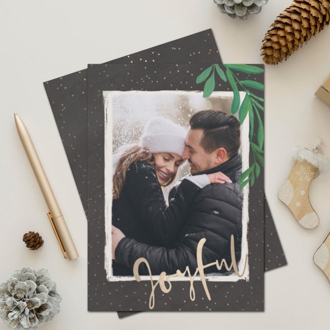 Cartes Pour Fêtes Annuelles Elégant or Joyful Photo de Noël (Créateur téléchargé)