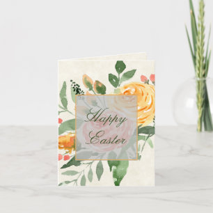 Cartes Pour Fêtes Annuelles Elégant Orange floral personnalisé Pâques
