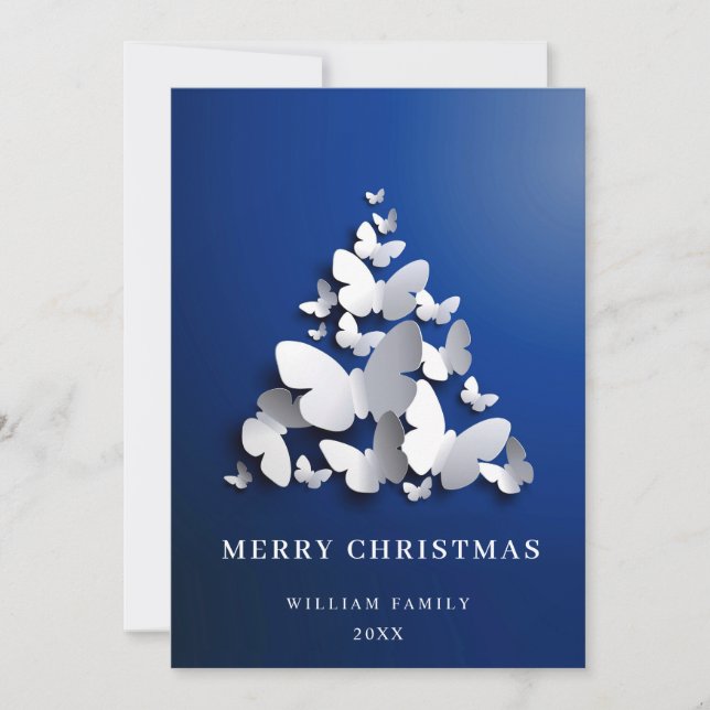 Cartes Pour Fêtes Annuelles Elégant papillon Monarque Noël Arbre de voeux (Devant)