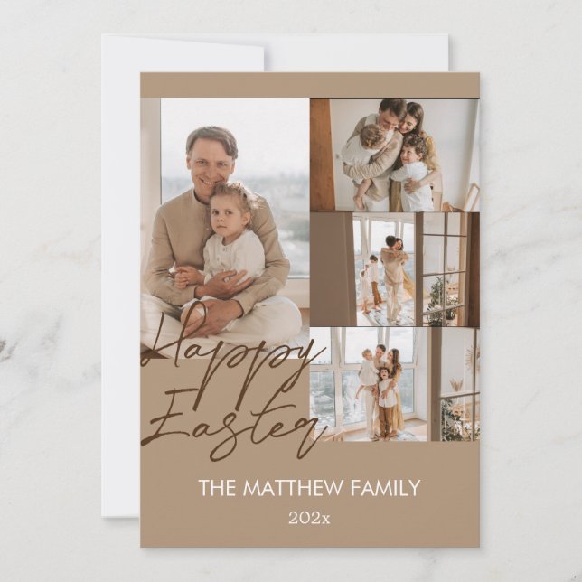 Cartes Pour Fêtes Annuelles élégant Pâques moderne, famille quatre photo colla (Devant)