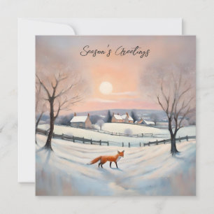 Cartes Pour Fêtes Annuelles Élégant paysage de neige renard d'hiver paysage No