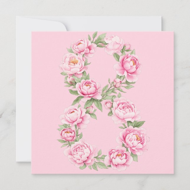 Cartes Pour Fêtes Annuelles Elegant Peony Flower Illustration for March 8  (Devant)
