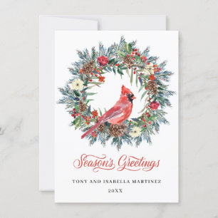 Cartes Pour Fêtes Annuelles Élégant Pine Holly Serre de Noël Cardinal Rouge