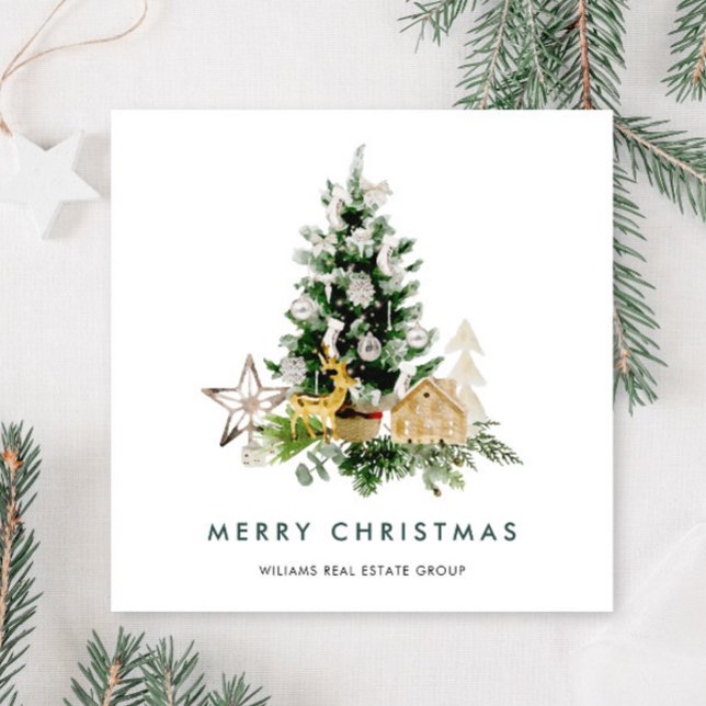 Cartes Pour Fêtes Annuelles Elégant Pine Tree Noël Accueil d'entreprise (Créateur téléchargé)
