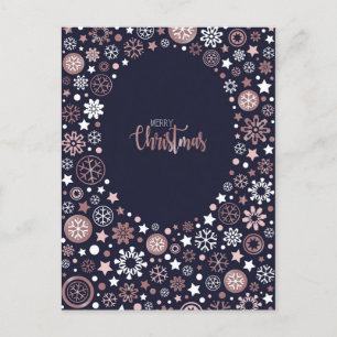 Cartes Pour Fêtes Annuelles Élégant Pink Gold Snowflakes hiver Noël