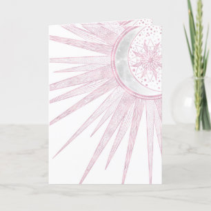 Cartes Pour Fêtes Annuelles Elegant Pink Sun Moon Doodle Mandala White Design