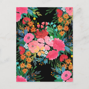 Cartes Pour Fêtes Annuelles Elegant Pink watercolor Floral Bouquet Design