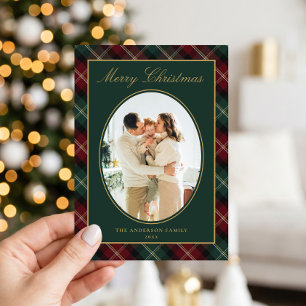 Cartes Pour Fêtes Annuelles Élégant Plaid Classique Photo de Famille Noël