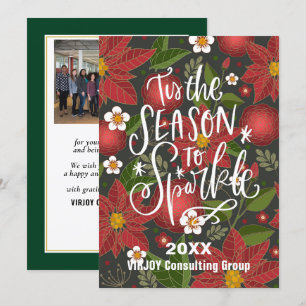 Cartes Pour Fêtes Annuelles Élégant Poinsettia Floral Bough Photo Business