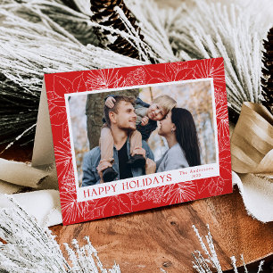 Cartes Pour Fêtes Annuelles Elégant Poinsettias et Pinecones Red 2 Photo