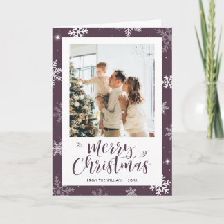 Cartes Pour Fêtes Annuelles Elegant Purple 2 Photo Snowflake Christmas 