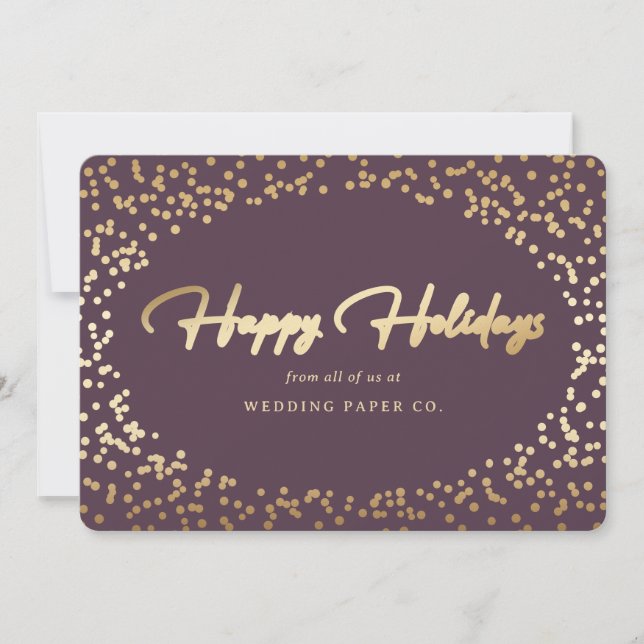 Cartes Pour Fêtes Annuelles Élégant Purple Gold Pile main (Devant)