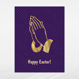 Cartes Pour Fêtes Annuelles Elégant Purple Gold Praying Mains Pâques