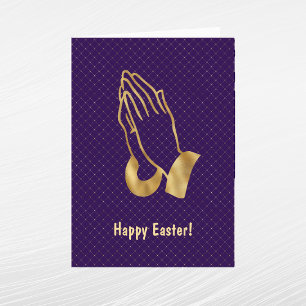 Cartes Pour Fêtes Annuelles Elégant Purple Gold Praying Mains Pâques
