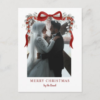 Cartes Pour Fêtes Annuelles Elegant Red Bow and Eucalyptus Photo Christmas Ar