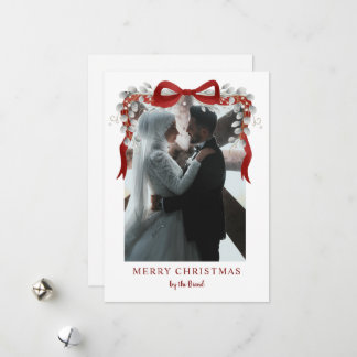 Cartes Pour Fêtes Annuelles Elegant Red Bow and Eucalyptus Photo Christmas Ar