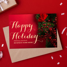Elégant Red & Gold Typography Business Festive