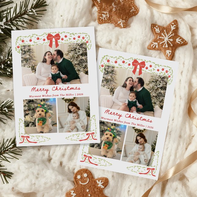Cartes Pour Fêtes Annuelles Elegant Red Green Christmas Photo Holiday Card (Créateur téléchargé)