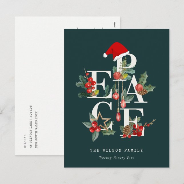Cartes Pour Fêtes Annuelles Élégant Red Green White de Noël (Devant / Derrière)