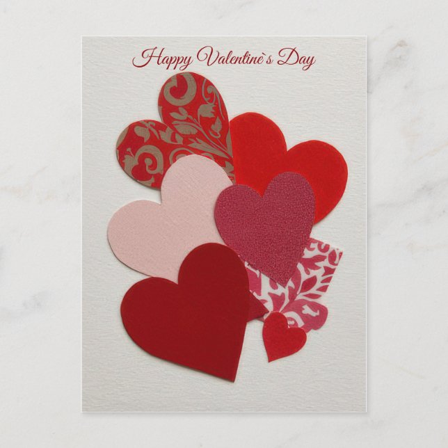 Cartes Pour Fêtes Annuelles Elegant Red Heart Collage Valentine’s Day Card  (Devant)