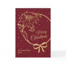 Elegant Red Merry Christmas Poinsettia Folded