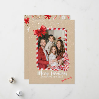 Cartes Pour Fêtes Annuelles Elegant Red Poinsettia Photo Christmas Card
