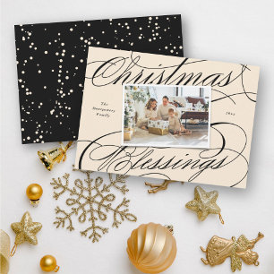 Cartes Pour Fêtes Annuelles Élégant religieux Bénédiction de Noël Script Photo