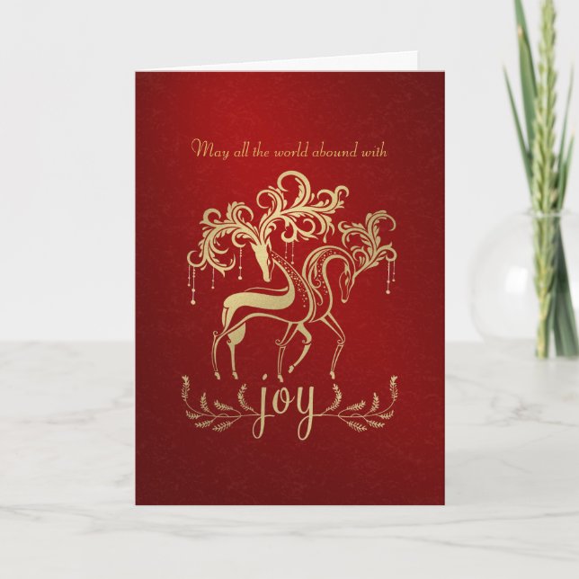 Cartes Pour Fêtes Annuelles Élégant renne Faux Gold-Foil Business Noël (Devant)