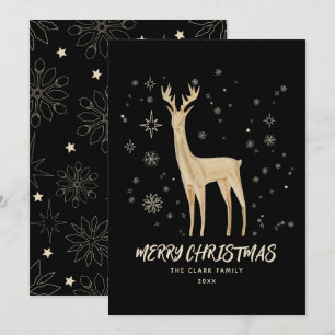 Cartes Pour Fêtes Annuelles Élégant renne noir et or Joyeux Noël