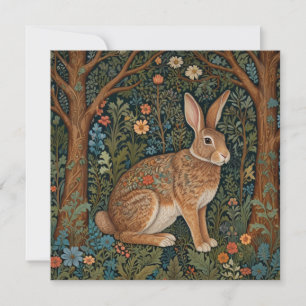 Cartes Pour Fêtes Annuelles Elégant retro lapin boisé boisé fleuri Pâques