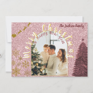 Cartes Pour Fêtes Annuelles Elegant Rose Gold Glitter Arch Photo