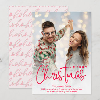 Cartes Pour Fêtes Annuelles Élégant rose joyeux photo de Noël