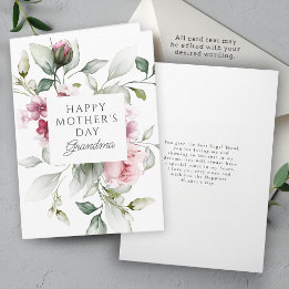 Cartes Pour Fêtes Annuelles Elegant Rose Pink Floral Mother's Day for Grandma