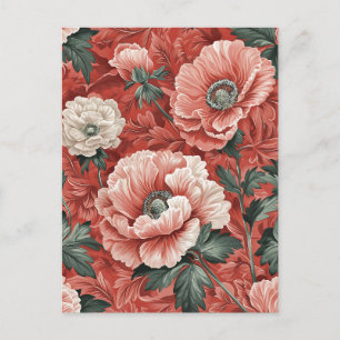 Cartes Pour Fêtes Annuelles Élégant Rouge Blanc Pépites Feuille foncé Floral