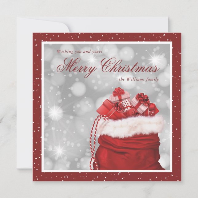 Cartes Pour Fêtes Annuelles Élégant Rouge classique Joyeux Noël (Devant)