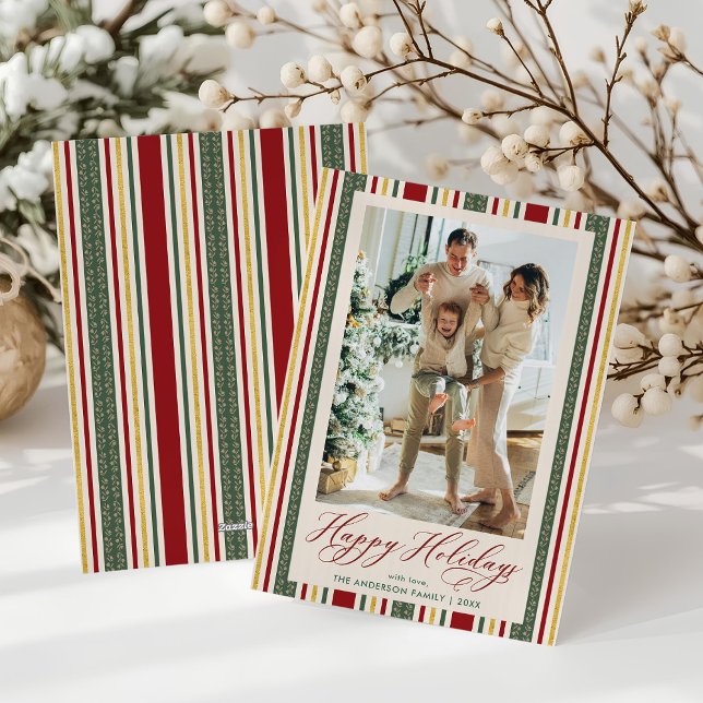 Cartes Pour Fêtes Annuelles Elégant Rouge Vert Grandes Joyeuses Vacances 1 Pho (Créateur téléchargé)