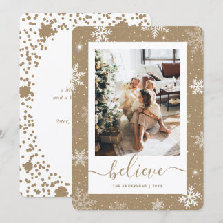 Cartes Pour Fêtes Annuelles Élégant Rustique Kraft papier photo Snowflake