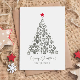 Cartes Pour Fêtes Annuelles Élégant sapin de Noël étoile rouge
