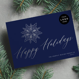 Cartes Pour Fêtes Annuelles Élégant script argent flocon de neige affaires LOG