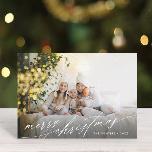 Cartes Pour Fêtes Annuelles Élégant script blanc Joyeux photo de Noël