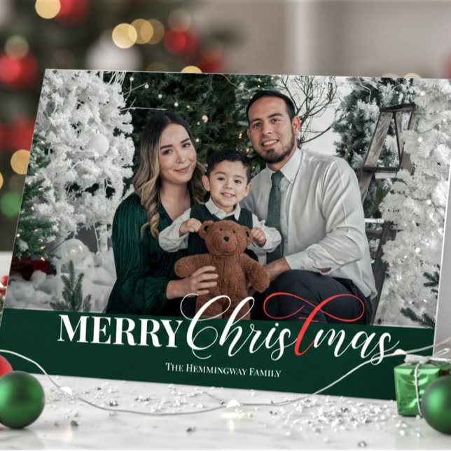 Cartes Pour Fêtes Annuelles Elegant Script Christian Christmas Photo Folded  (Créateur téléchargé)